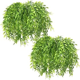 8 Pack Artificial Willow, UV Resistant Plastic Plants Greenery Leaves Fake Hanging Vine Faux Ivy for Home Indoor Outdoor Garden Door Wall DIY Basket Planter Fi