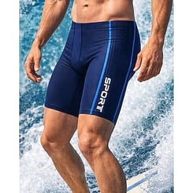 Men's Light Regular Wetsuit Shorts Sports Tights Swim Pants Stripes Knee-Length Leg Quick Dry Elastic Breathable Sleeveless Bottoms Surfing Water Sports Swimmi