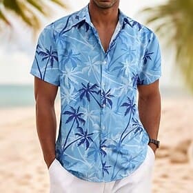 Men's Coconut Tree Tropical Plants Summer Hawaiian Shirt Button Up Shirt Aloha Shirt Short Sleeve Hawaiian Vacation Beach Wear Summer Spring Turndown 3D Print thumbnail 2