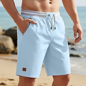 Men's Shorts Summer Shorts Beach Shorts Casual Shorts Drawstring Pocket Elastic Waist Color Block Solid Comfort Breathable Short Casual Daily Beach Vacation Fa