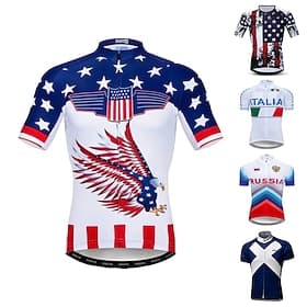 Amerikas 250. Jahrestag Tag der Unabhängigkeit Herren Radtrikot Gemustert Italien Nationalflagge Kurzarm Fahhrad Trikot Oberteil mit 3 Gesäßtaschen Mountainbik