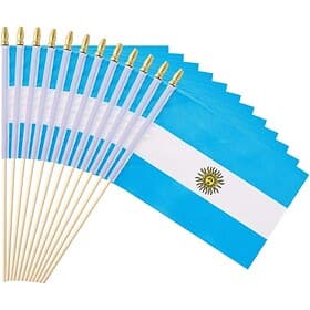 25Pack Small Argentina Flag Handheld Mini Argentine Flag on Stick 5x8 Inch for Soccer World Summer Cup Match, Sports Events, Party Decorations, Fans Cheering