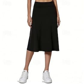 Women's Solid Colored Casual Skirt Tennis Skirts Sport Skirt High Waist Quick Dry Breathable Tennis Golf Pickleball Skirt Dark Grey Black Wine Tennis Clothing