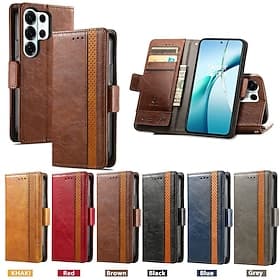 Phone Case For Samsung Galaxy S26 S26 Plus S26 Ultra Wallet Case Flip Cover with Wrist Strap Kickstand Retro TPU PU Leather