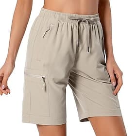 Women's Bermuda shorts Cargo Shorts Shorts Summer Shorts Vacation Fashion Casual Daily Knee Length Mid Waist Solid Color Plain Drawstring Elastic Waist Zipper