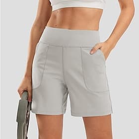 Femmes Bermuda Chinos Shorts Vacances Streetwear Occasionnel Court Taille moyenne Couleur Unie Avec Poches Ceinture Élastique Confortable Respirant Élastique Q