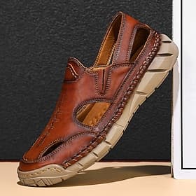 Men's Faux Leather Casual Loafers – Breathable Slip-On Summer Shoes with Cut-Out Design, Lightweight Flexible Sole, Ideal for Daily Wear, Travel and Outdoor Le