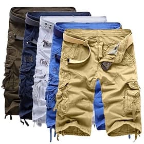 Men's Cargo Shorts Shorts Hiking Shorts Pocket Plain Comfort Wearable Calf-Length Work Casual Daily Fashion Streetwear ArmyGreen Black