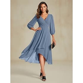 Women's Midi Dress Chiffon Dress Party Dress Cocktail Dress Elegant Dress Elegant Fashion Classic Outdoor Beach Party Regular Fit Plain Long Sleeve V Neck Ligh