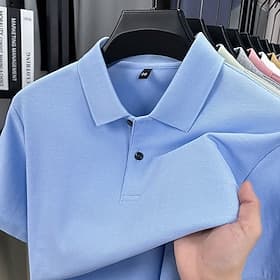 Men's Polo Polo Shirts Casual Vacation Lapel Short Sleeve Fashion Modern Plain Buttons Plain Summer Spring Regular Fit Lake blue Black White Yellow Pink Red Po