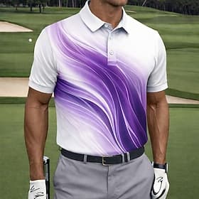 Men's Geometic Golf Sports Polo Shirts Short Sleeve Polo Shirts Collared Shirts Casual Athleisure Buttons Spring  Summer Blue Black Purple thumbnail 2