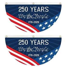 2PCS U.S. 250th Anniversary Flag, 1.5X3 FT 1776-2026 Fan Flags Bunting Flag, Patriotic Stars Yard Signs Hanging Decor for Outdoor, Front Door, Porch, Welcome B thumbnail 5