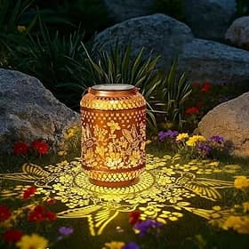 Outdoor Solar Hummingbird Metal Projection Lantern, IP44 Waterproof Hanging Light, Decorative LED Lamp for Garden, Patio, Yard, Pathway, Lawn, Porch, Holiday