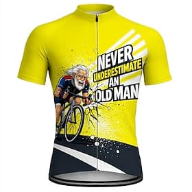 Men Cycling Jersey Downhill Jersey Never Underestimate An Old Man With A Bicycle Short Sleeve Bike Jersey T Shirt with 3 Rear Pockets UV Resistant Fast Dry Wit thumbnail 2