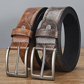 Men's Belt Adjustable Chrome PU Leather Vintage Streetwear Contemporary Leisure Solid Color Blue Black Daily Business Formal Waist Belt