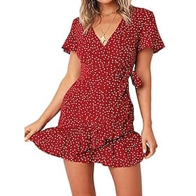 Women's Mini Dress Casual Dress Print Dress Elegant Fashion Modern Outdoor Vacation Going out Regular Fit Polka Dot Short Sleeve V Neck Black Red Dark Blue Sum