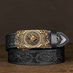 Men's Belt Automatic Buckle Leather Chrome Vintage Traditional Leisure Animal Patterned A01 A02 Casual Daily Business Waist Belt