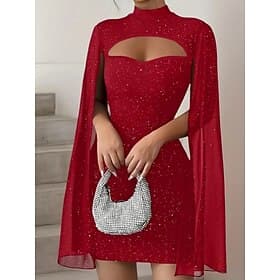 Women's Mini Dress Casual Dress Elegant Fashion Modern Outdoor Vacation Party Slim Plain Long Sleeve Crew Neck Black Red Summer Spring
