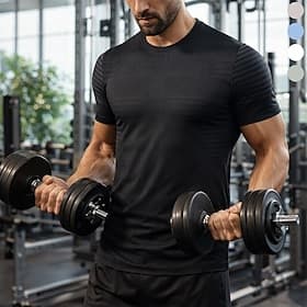 Men's Solid Colored Running T-Shirt Compression Shirt Athletic Shirt Sports Top Summer Short Sleeve Quick Dry Moisture Wicking Breathable Gym Workout Walking J