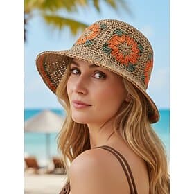 Women's Woven Bohemian Sun Hat, Multi-color, Foldable, Perfect for Beach  Resort Vacations, Casual Daily Wear