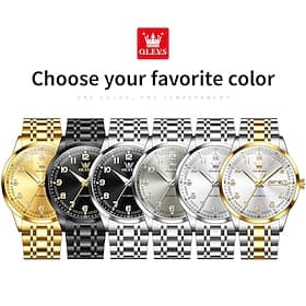 New Olevs Brand Business Men'S Watch With Night Light, Calendar, Day Of The Week Display, Large Digital Dial, Fully Automatic Mechanical Movement, Casual, Fash