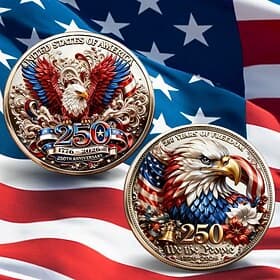 U.S 250th Anniversary Commemorative Coin Featuring Majestic Eagle Designs and 250th Mark Celebrating American Freedom Collectible