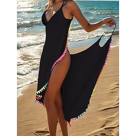 Damen Badeanzug Überwurf Badekleider Kleid Bademode Gerafft Rückenfrei Urlaub Strandbekleidung Einfarbig V Ausschnitt Ärmellos Badeanzüge