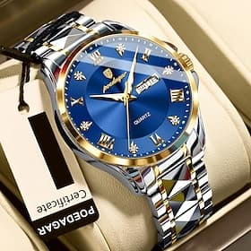 Modische neue Herrenarmbanduhr der Marke 883 aus Edelstahl, luxuriöse, leuchtende, wasserdichte Herrenarmbanduhr mit Doppelkalender.