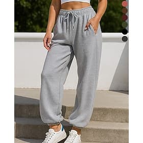 Women's Wide Leg Pants Sport  Sweatpants Trackpants Drawstring High Waist Bottoms Gym Athleisure Workout Fall Outdoor Travel Running Regular Fit Sportswear Act
