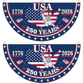 2PCS U.S. 250th Anniversary Flag, 1.5X3 FT 1776-2026 Fan Flags Bunting Flag, Patriotic Stars Yard Signs Hanging Decor for Outdoor, Front Door, Porch, Welcome B thumbnail 4