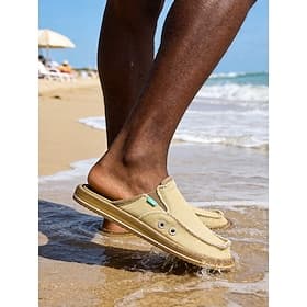 Men's Beige Slip-On Loafers with Adjustable Strap, Soft and Lightweight, Perfect Beach Vacation Shoes for Travel and Leisure