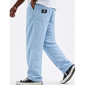 Homme Pantalons en Lin Pantalons Pantalon d'été Pantalons Amples Pantalons de Plage Cordon de serrage Avec Poches Taille Élastique Uni Confort Respirant Longue thumbnail 2