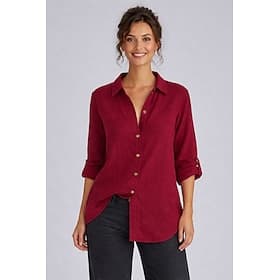 Women's  100% Cotton Normal Shirt Blouse Cotton Shirt Solid Colored Basic Long Sleeve Standing Collar Long Tops Daily Blue Black White Red Summer Spring Fall