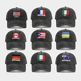 2026 Soccer Summer Global Match Fan Hat, Black Baseball Cap with Embroidered Flag Design, Unisex Sun Hat Essential Headwear for Soccer Events,  Perfect for Soc