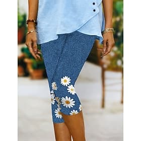 Women's Capri Pants Chinos Leggings Vacation Vintage Streetwear Calf-Length High Waist Floral Graphic Printing Print Comfort Soft Comfortable Stretchy Daily Ou