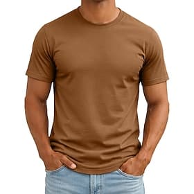 Homme T-shirt 100% coton Manche Courte Manches courtes Col ras du cou Été Printemps  Automne Couleur Unie Uni Mode Designer Basique Basique Pur Occasionnel Vac