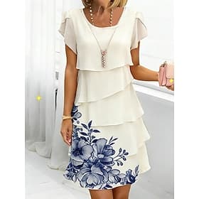 Women's Knee Length Dress Casual Dress Wedding Guest Dress Floral Dress Peplum Dresses Elegant Fashion Modern Outdoor Vacation Going out Regular Fit Floral Sho