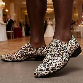 Men's Leopard Print Dress Shoes, Faux Leather, Stylish and Elegant, Perfect for Weddings, Parties and Formal Occasions