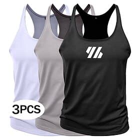 Voor heren Singlet Hesje Mouwloos shirt Gym spier T-shirt Mouwloos U-hals Ronde hals Zomer Effen Modieus Klassiek Comfortabel 3-stuks Casual Sportschool Sport