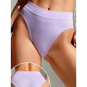 Women's Panties Elastic WaistNightwearCotton Nylon Solid Colored Fashion Cute Light Blue Black White Purple Beige Winter Spring  Summer Fall  Winter