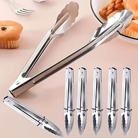 5PCS Stainless Steel Food Clips, Stainless Steel Metal Cooking Tongs, 7-Inch Mini Buffet Clips, Barbecue Clamps, Kitchen Tongs, High-Quality Material, Reusable