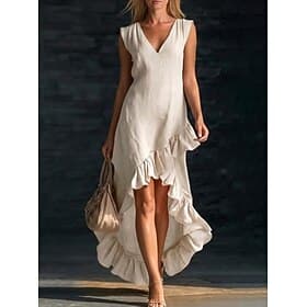 Femmes Robe maxi Robe d'Été Robe trapèze Robe d'été Robe ajustée et évasée Occasionnel Chaussures de plage Quotidien Fête Robe d'Été Coupe régulière Uni Sans m