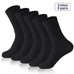 Men's 5 Pairs Socks Running Socks Casual Socks Black White Color Solid Color Plain Outdoor Vacation Sports Thin Medium Summer Spring Winter Autumn Fashion Stre