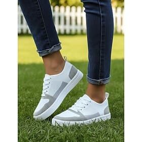 Women's Grey Flyknit Sneakers – Comfortable Lace-Up Shoes for Everyday Wear, Walking and Casual Outings
