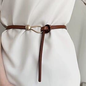 Women's Belt Set PU Leather Metal Bucke Geometric Casual Daily Holiday Black Brown