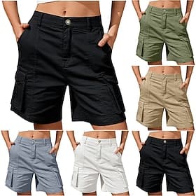 Dames korte broek Cargoshorts Korte broek Zomer korte broeken Vakantie Modieus Casual / Dagelijks Korte Medium Taille Effen Kleur Effen Lapwerk Vetoketju Zak C