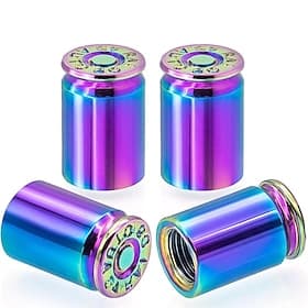 4PCS Bullet Shell Tire Valve Stem Caps, Aluminum Alloy Car Air Stem Cap for Cars, SUV, Trucks, Bikes, Motorcycles, Bicycles