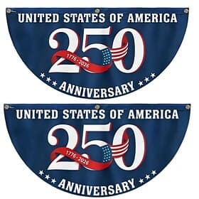 2PCS U.S. 250th Anniversary Flag, 1.5X3 FT 1776-2026 Fan Flags Bunting Flag, Patriotic Stars Yard Signs Hanging Decor for Outdoor, Front Door, Porch, Welcome B thumbnail 3