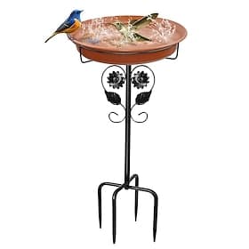 Freestanding Birdbaths Bowl Outdoor, Free Standing Garden Bird Bath Bird Feeder Bowl with Metal Stake, Detachable Decoration Spa Birdfeeder for Garden Patio Ya