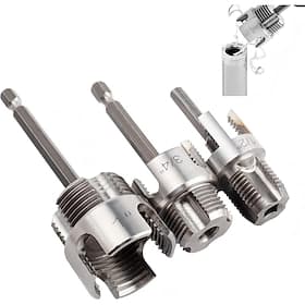 3pcs Integrated Internal  External Pipe Threading Tool, Dual-Function Pipe Thread Cutting Tool for 1/2  3/4 1 PVC/Plastic Pipes, Electric Drill Compatible Pipe